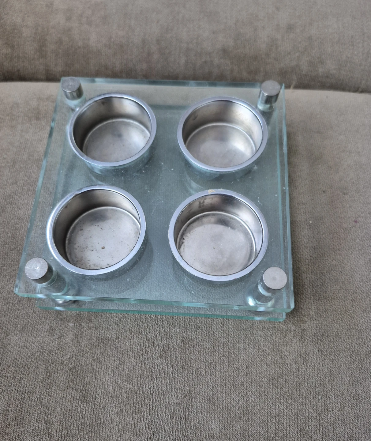 Glass and metal 4-spot tea light holder (Skokie) - photo 3