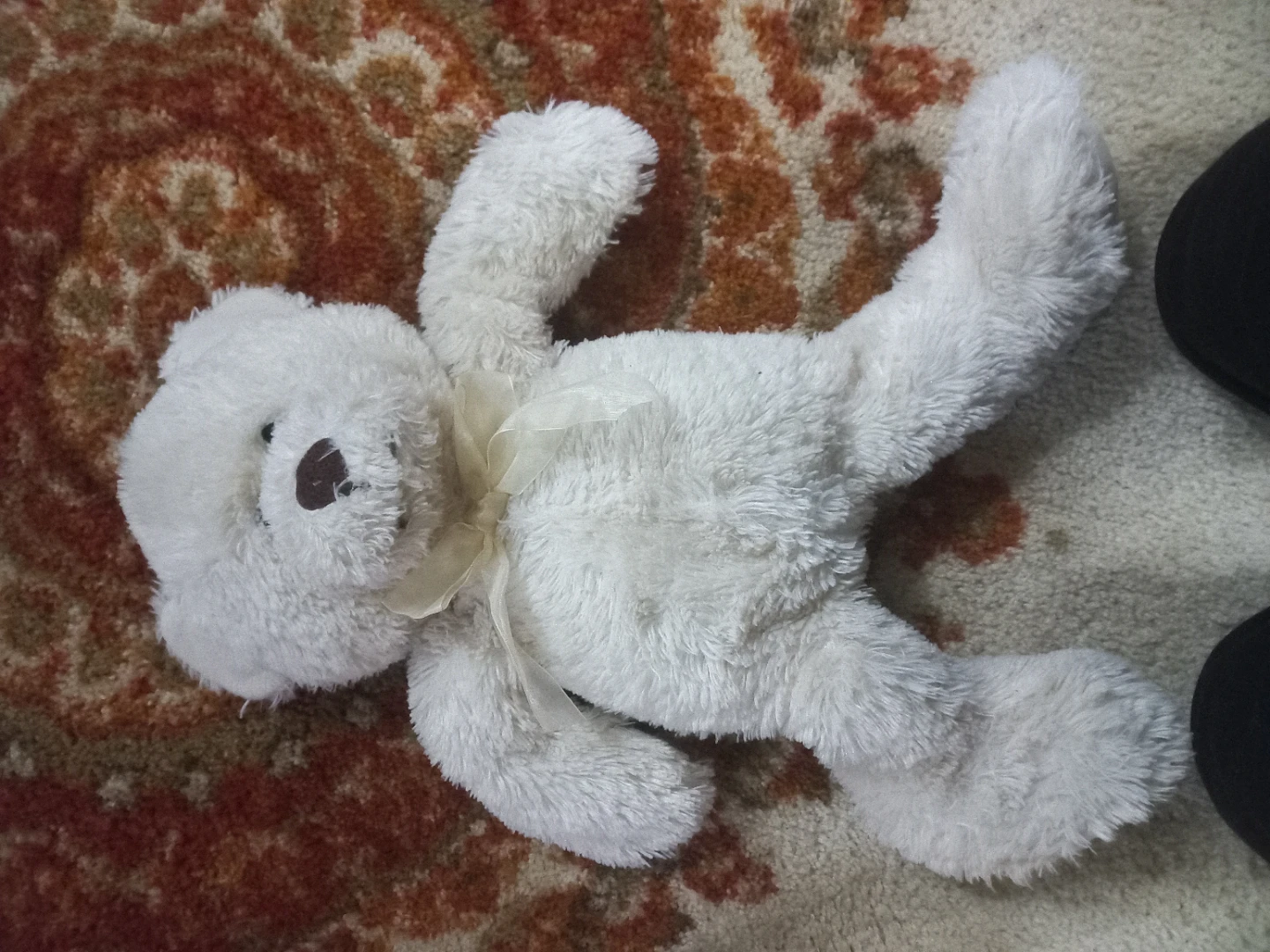 Plush Toy Bundle: White Teddy Bear and Pikachu
