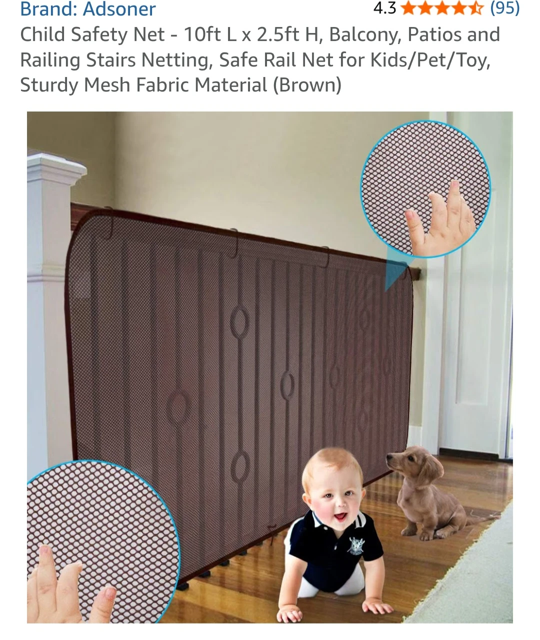 Adsoner Child Safety Rail Netting Brown