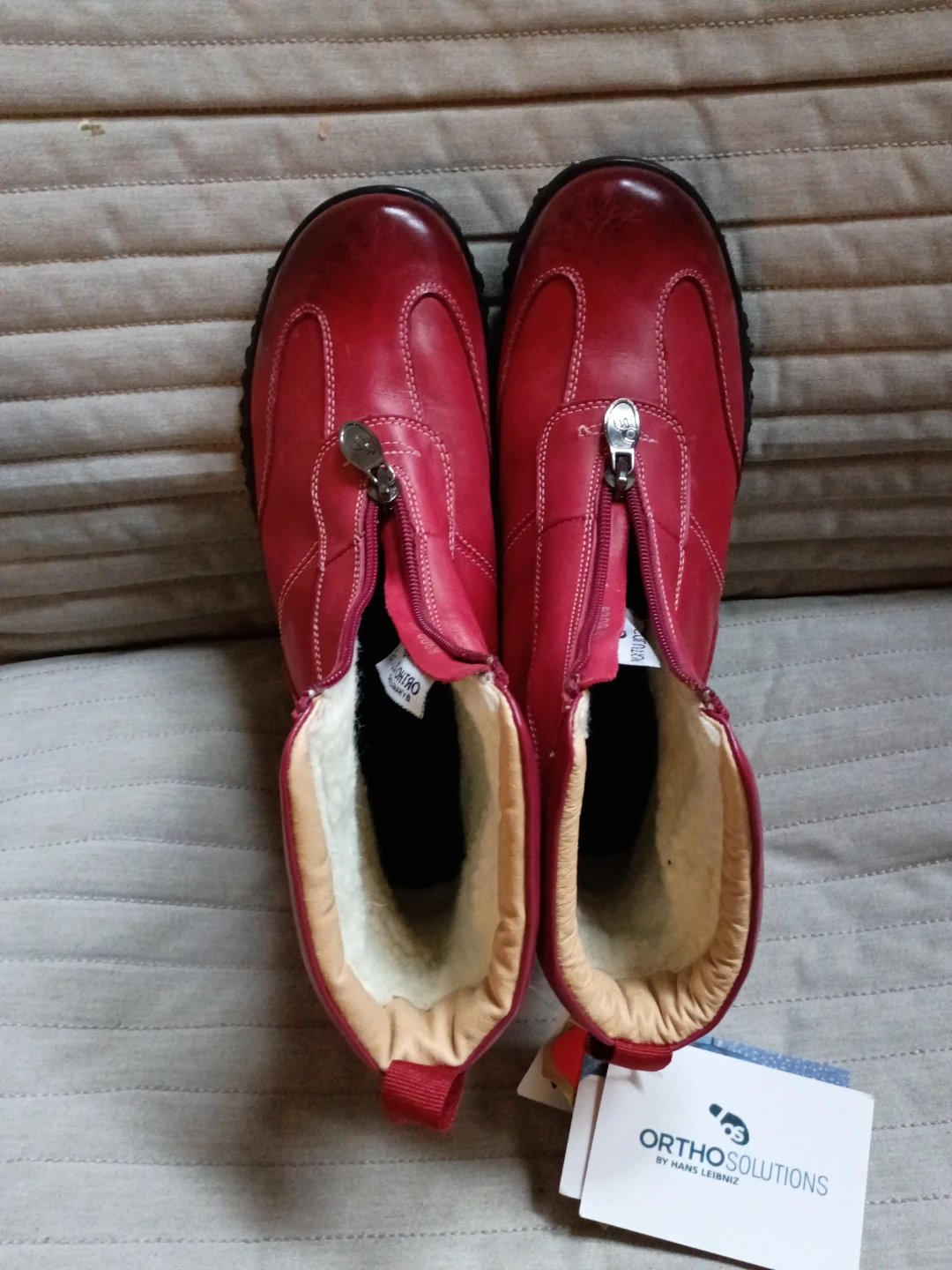 Ortho Solutions by Hans Leibniz red leather boots