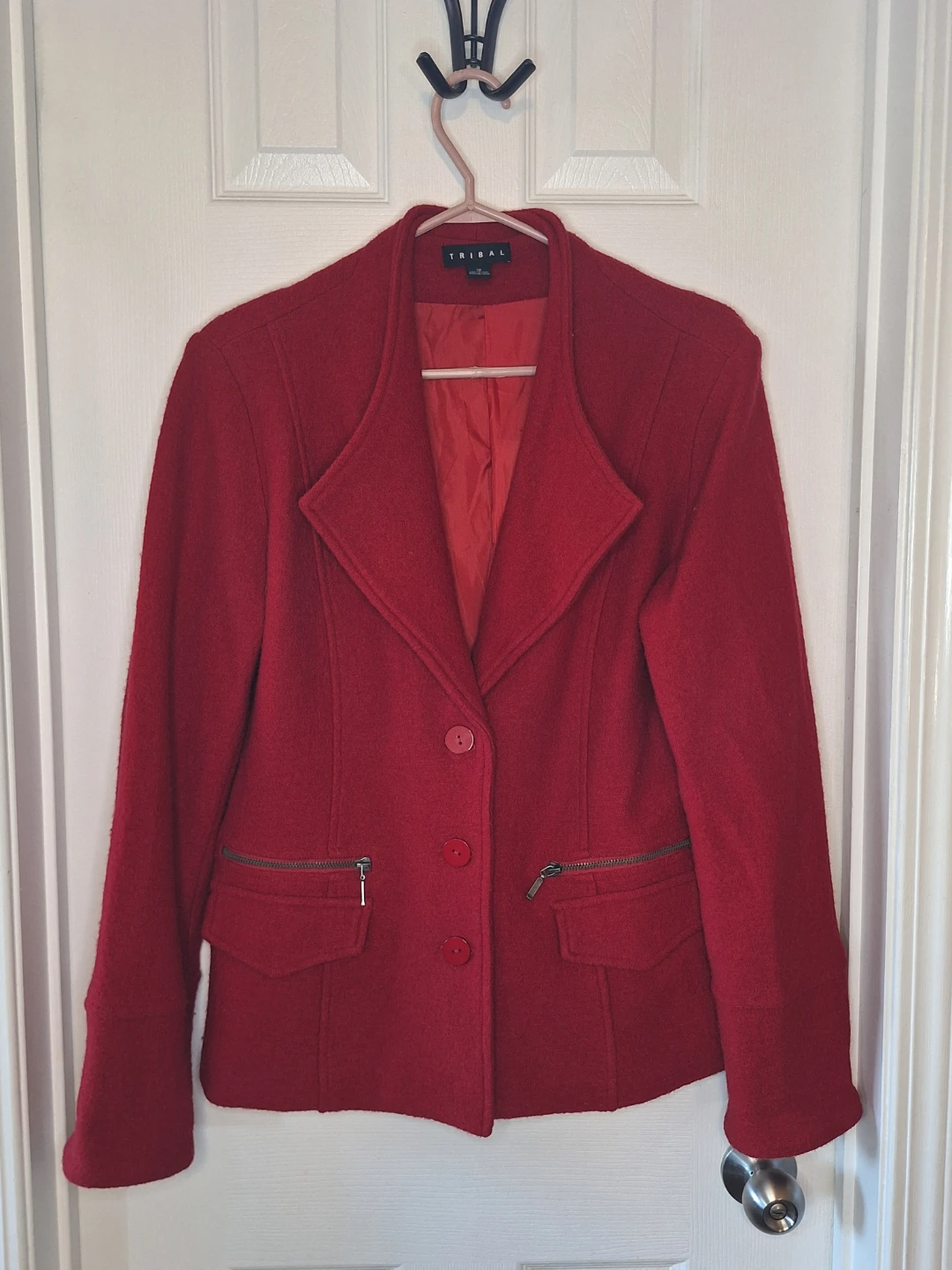 Tribal Red Wool Blend Blazer Size 12