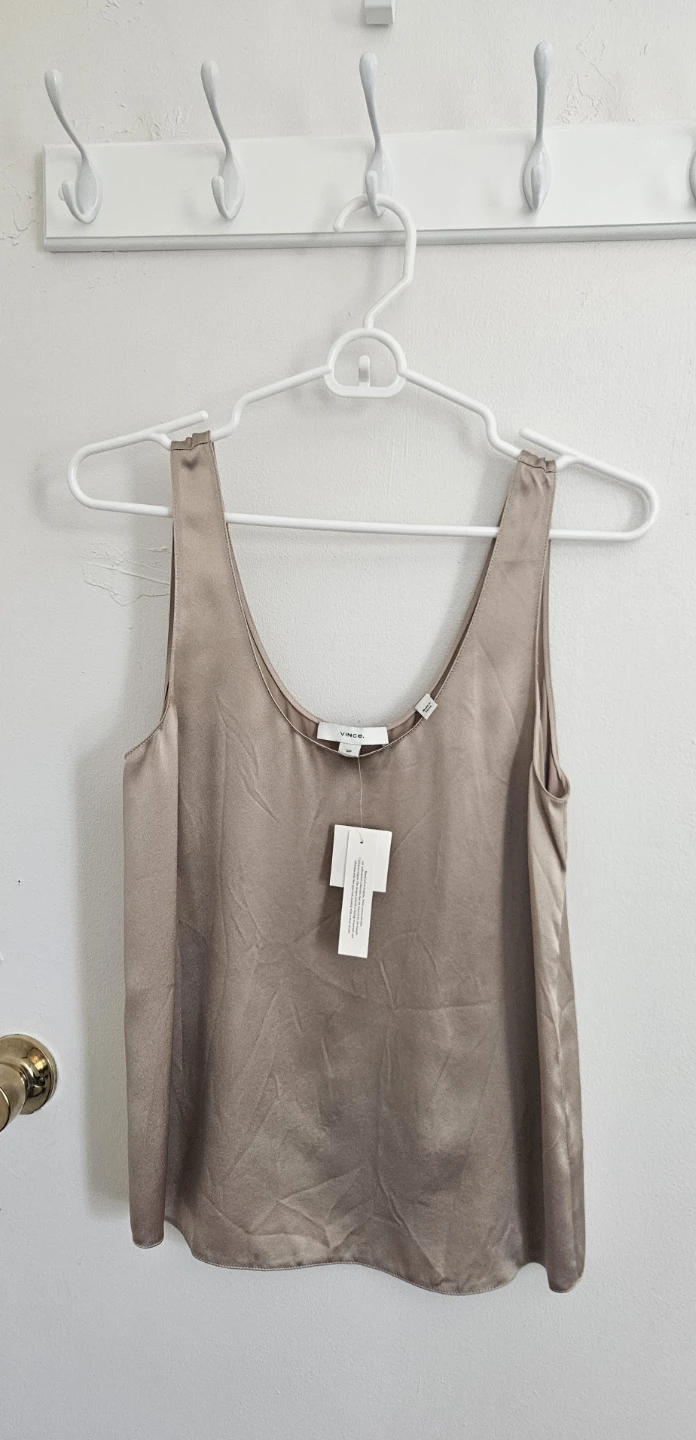 Vince Satin Tank Sand Dollar 100% Silk