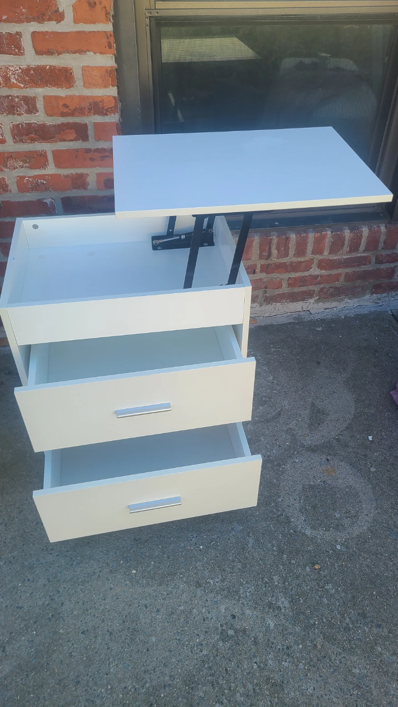 White 2-Drawer Nightstand with Lift-Top - photo 5