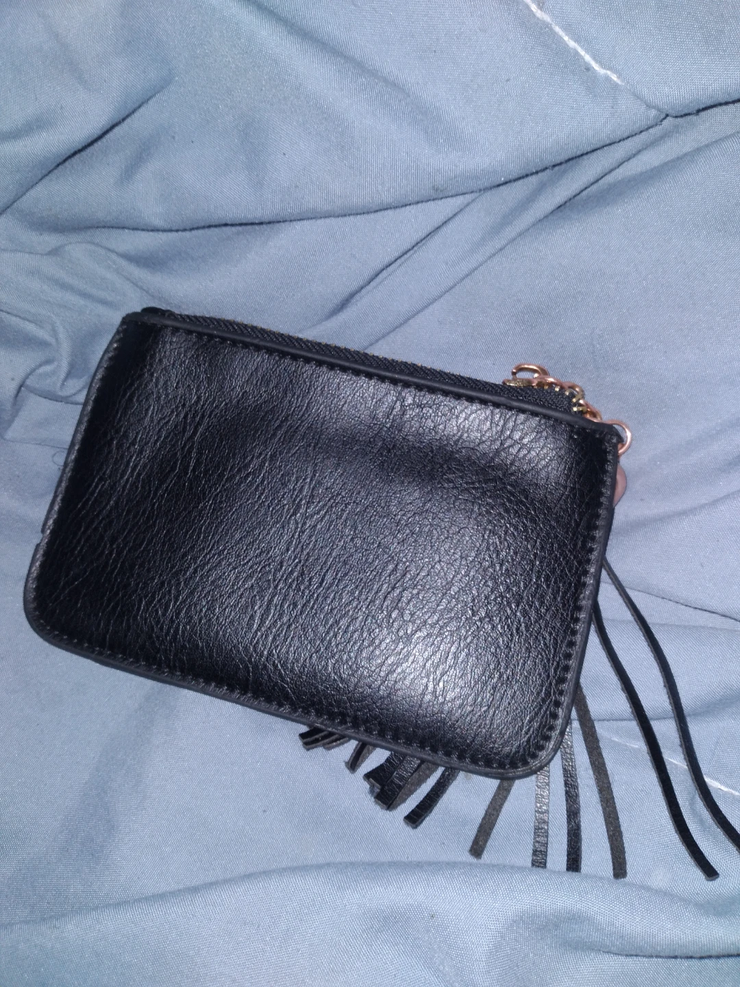 Black Zippered Wallet with Tassel - photo 2