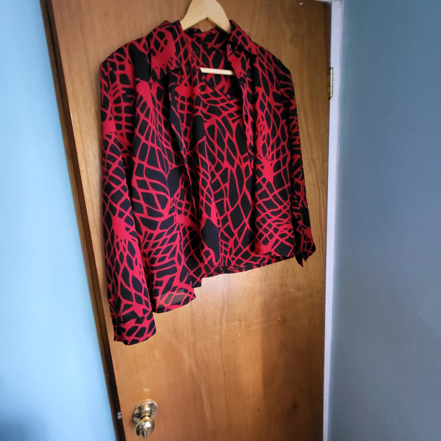 Red and Black Patterned Sleeveless Top