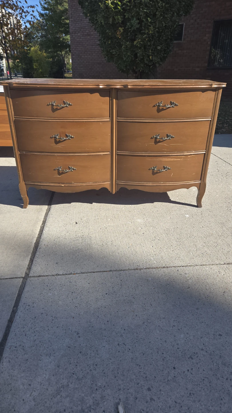 Vintage Six-Drawer Dresser with Mirror