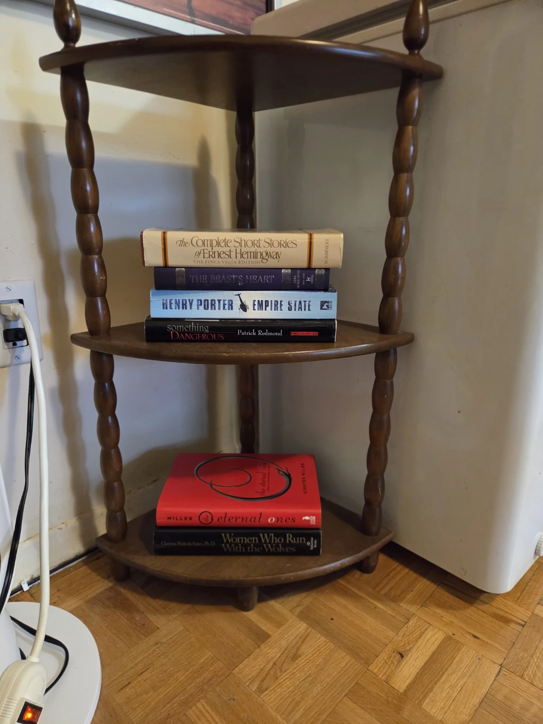 Vintage Wooden Corner Shelf Unit