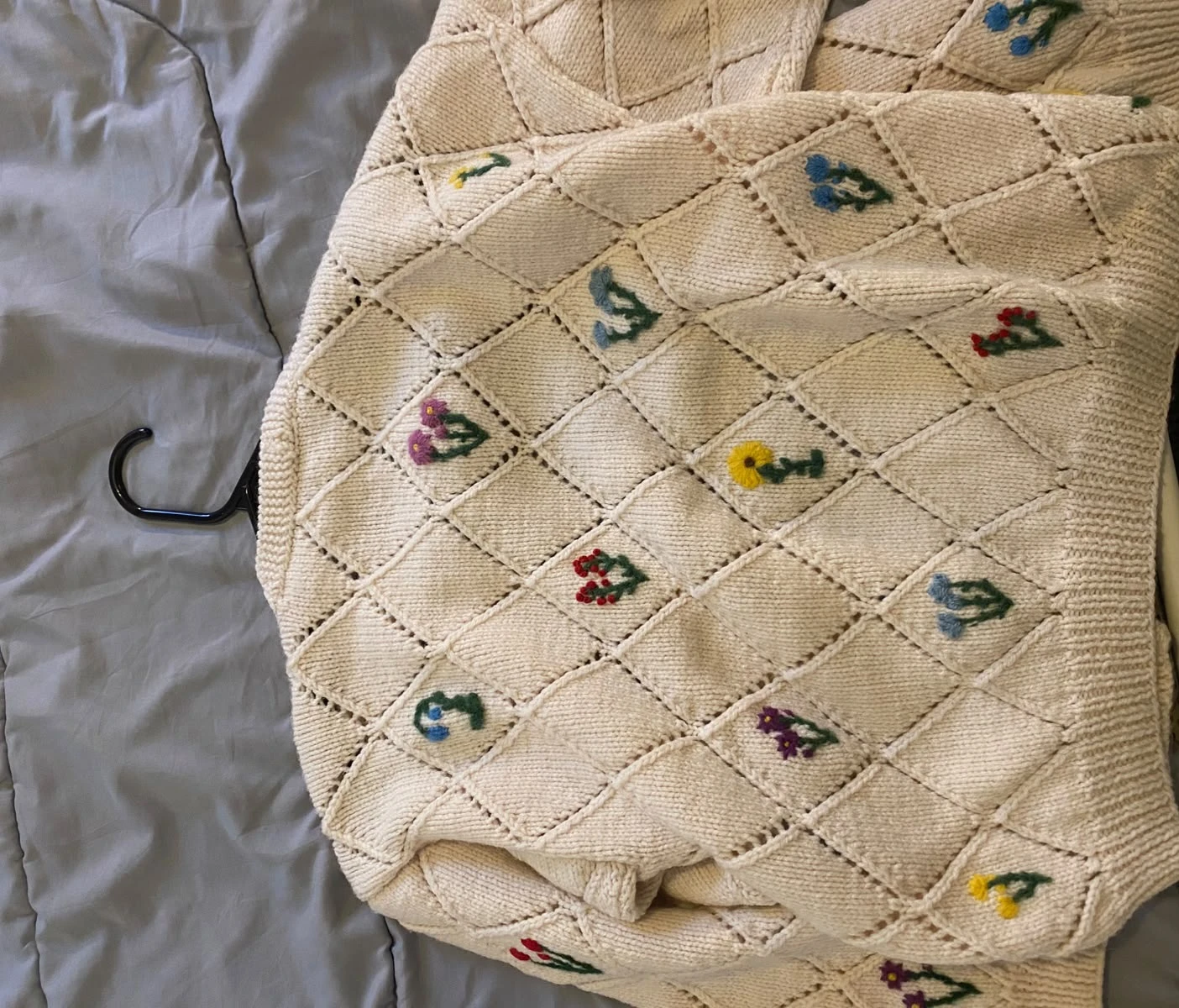 Cream Floral Knit Cardigan - photo 2