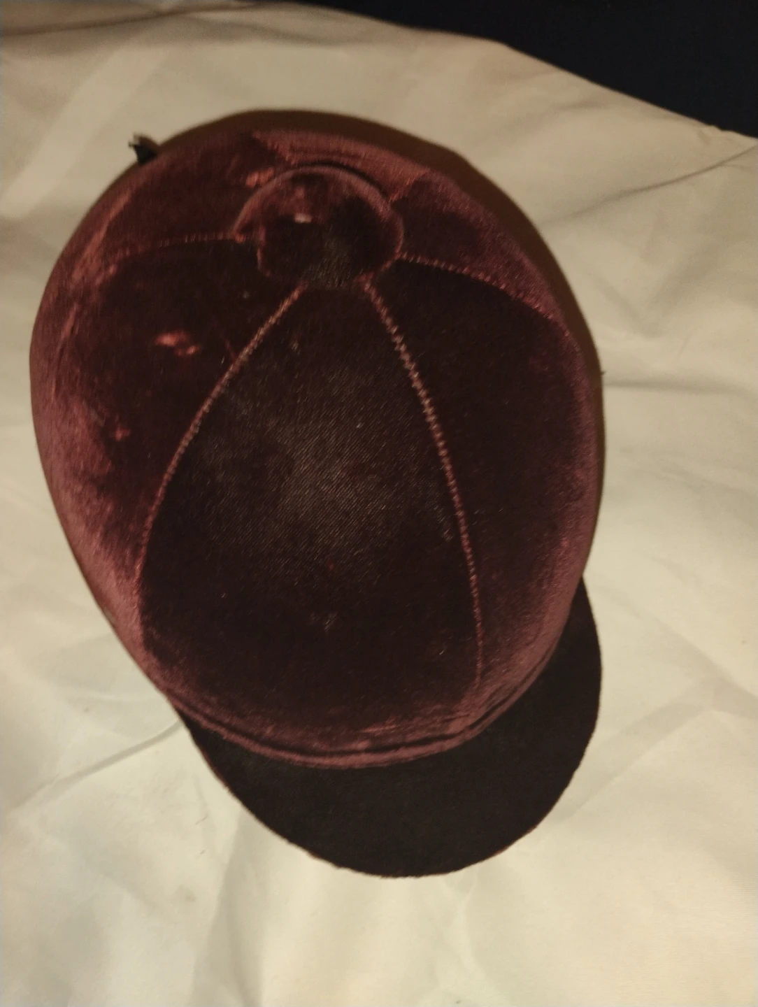 Vintage Maroon Velvet Equestrian Riding Helmet