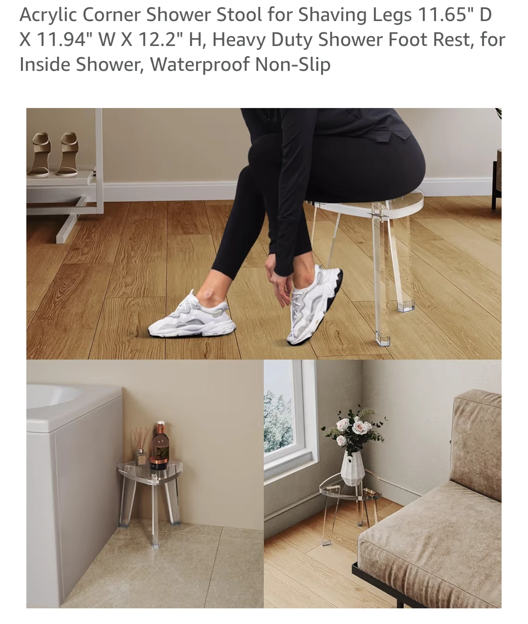 Acrylic Corner Shower Stool heavy duty waterproof - photo 4