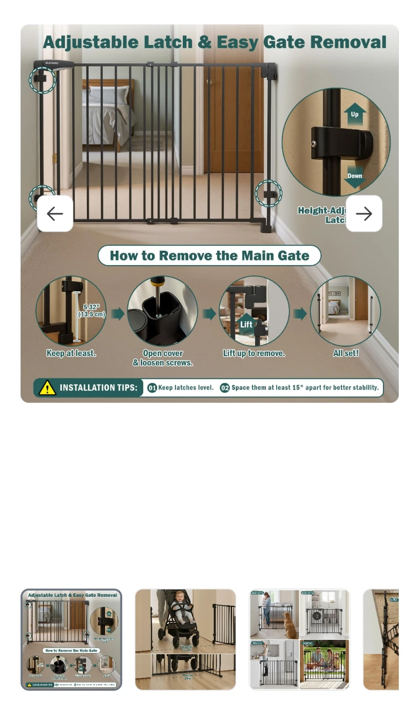 Mumeasy 29.5-43.3" Adjustable Safety Gate - photo 5