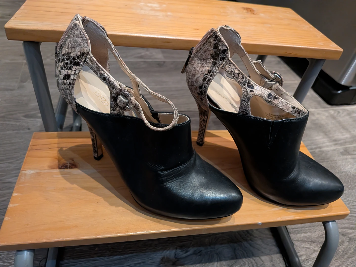 Enzo Angiolini Snake Print Ankle Boot Heels
