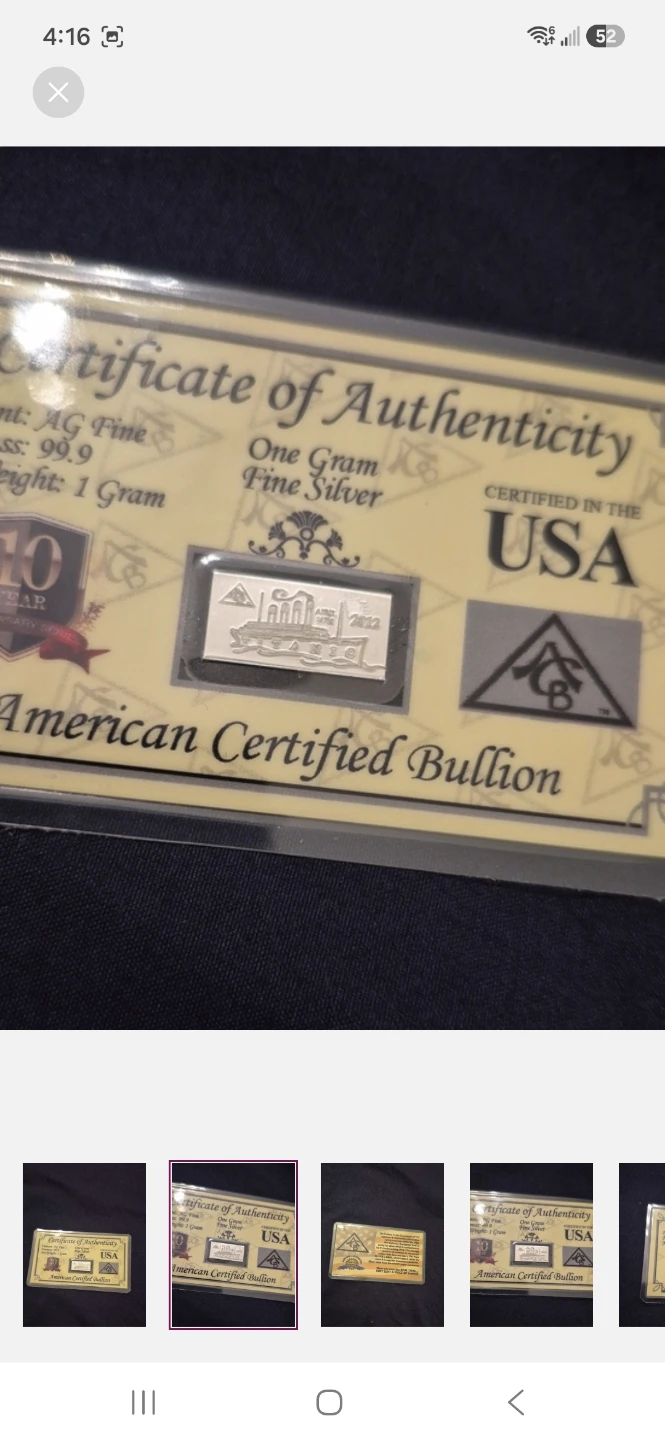 American Certified Bullion 1g Fine Silver Bar - photo 2
