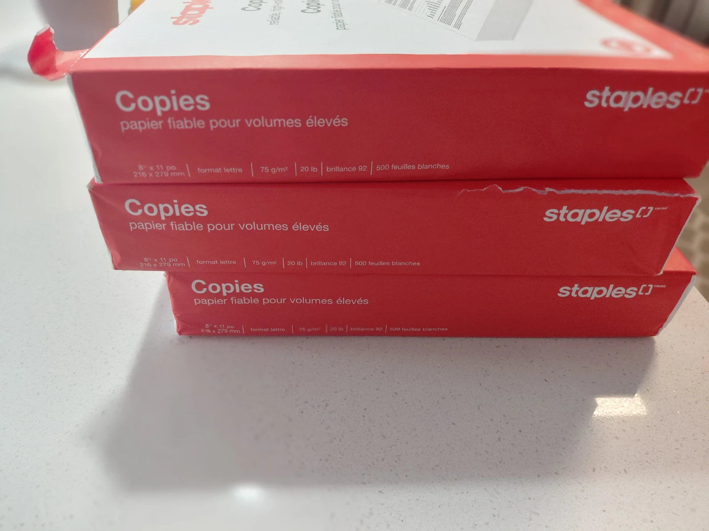 3 Reams of Staples Copy Paper 8.5x11