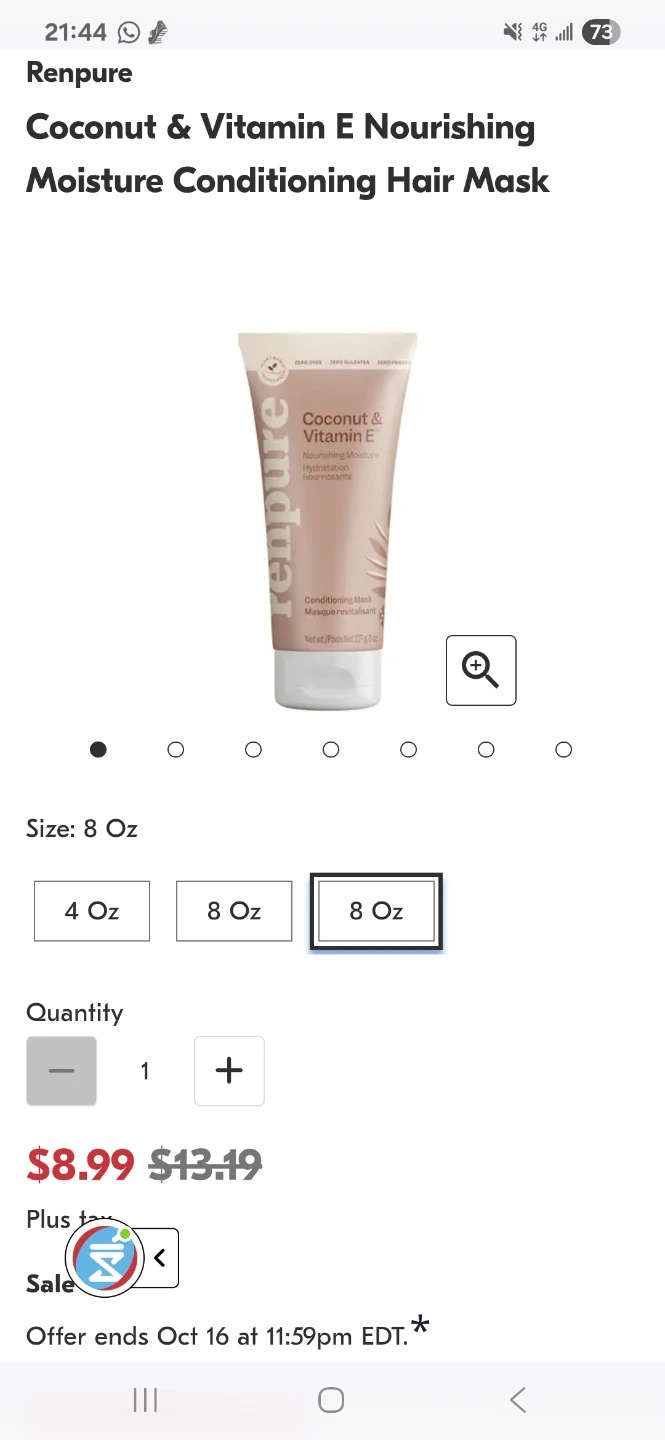 Renpure Coconut & Vitamin E Shampoo, Conditioner, Hair Mask - photo 4