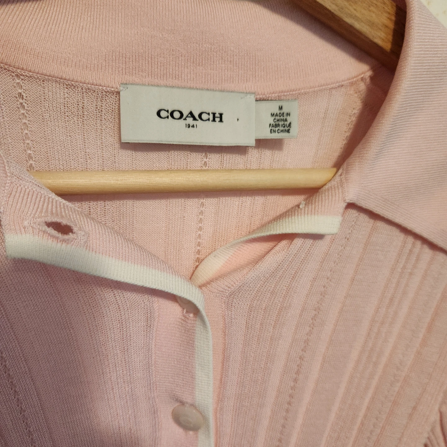 Coach 1941 Pink Ribbed Polo Shirt - photo 2
