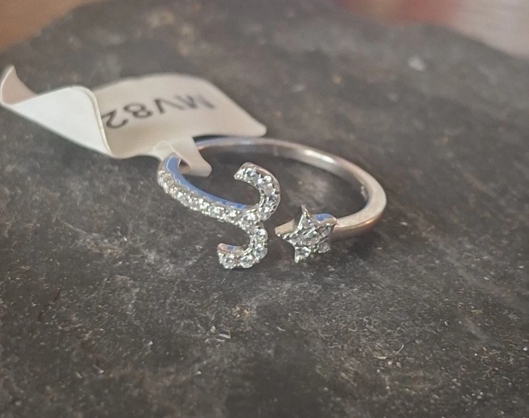 Adjustable Size 5/6/7 - Aries Silver Tone Ring - photo 2