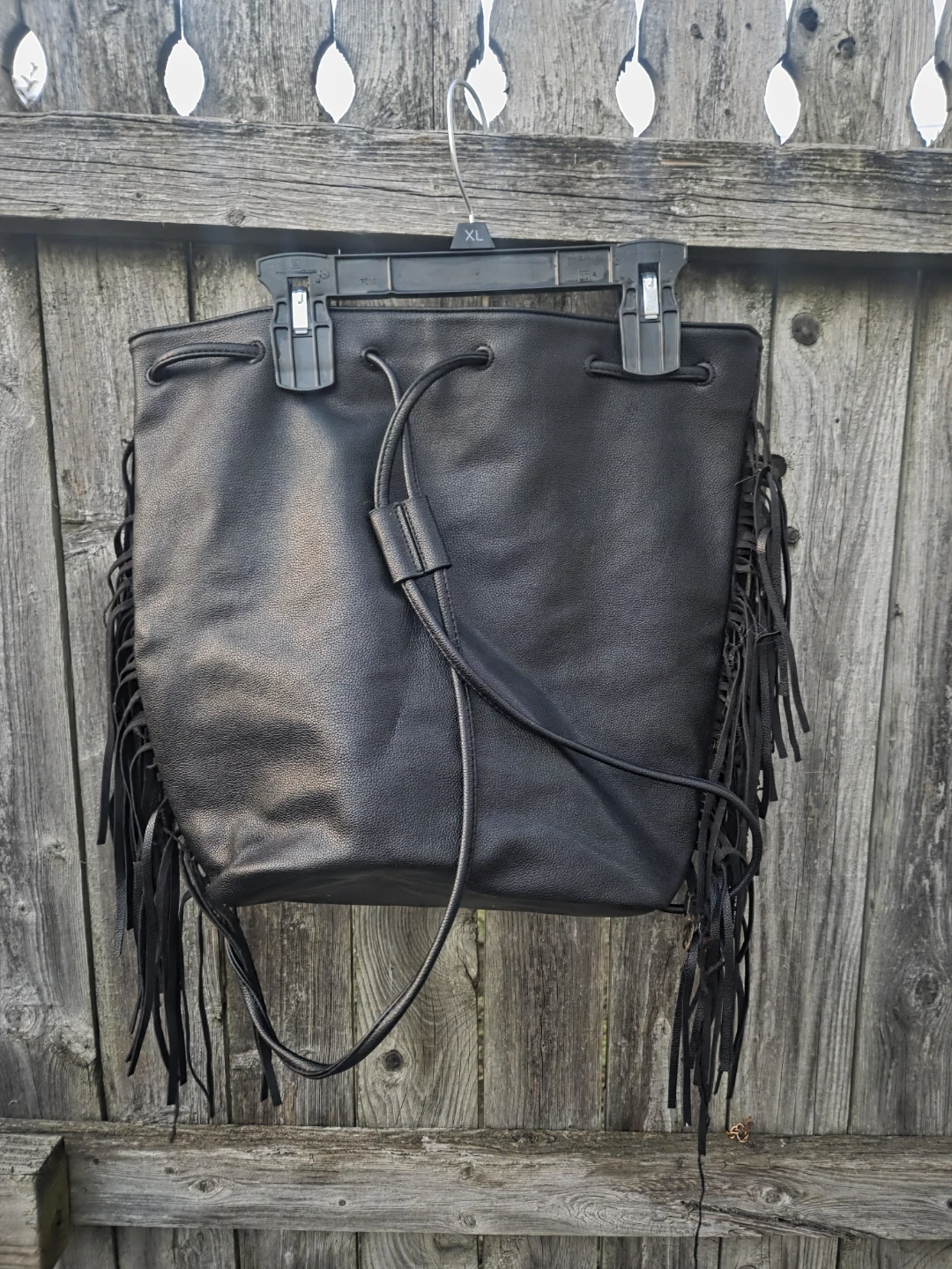 Victoria's Secret Black Fringed Bucket Bag - photo 5