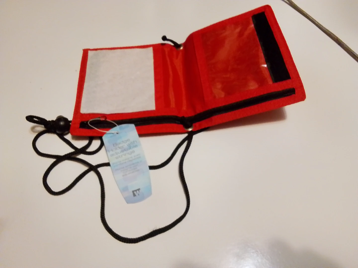 Red Badge Holder with Adjustable Strings