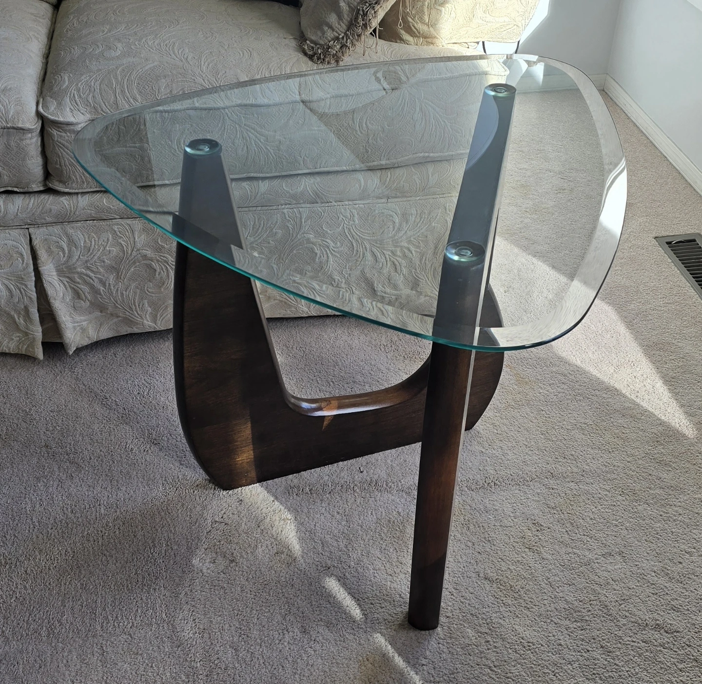 Two Mid-Century Style Glass Top Side Tables