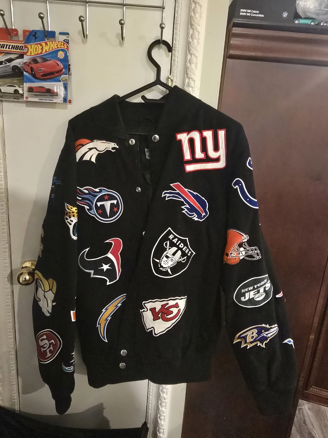 NFL All-Teams Black Quilted Varsity Jacket