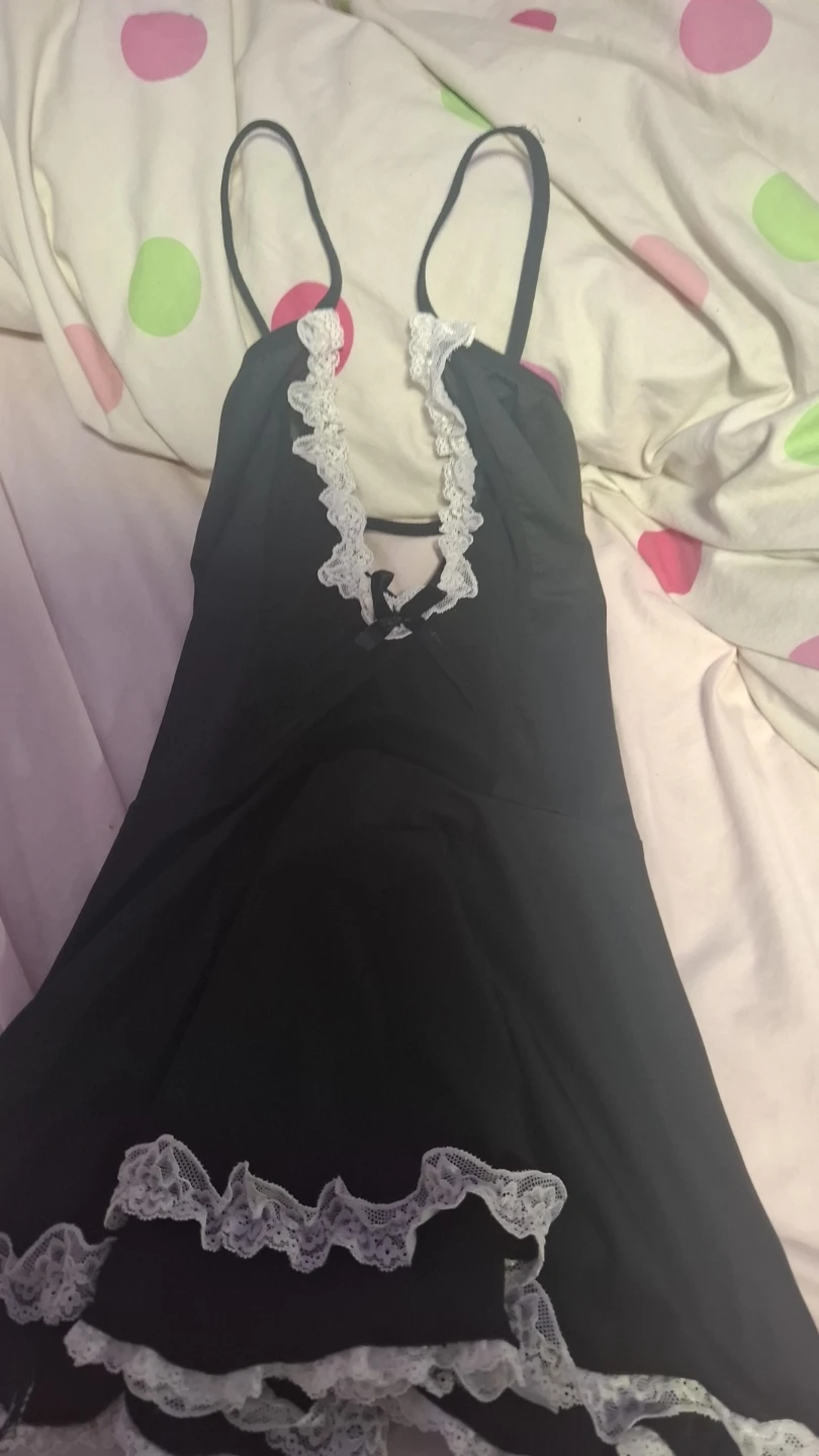 Black lace trim sleep dress