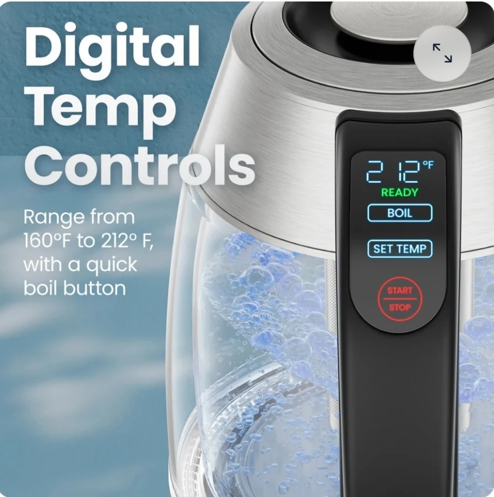 Chefman Digital Glass Electric Kettle - photo 4