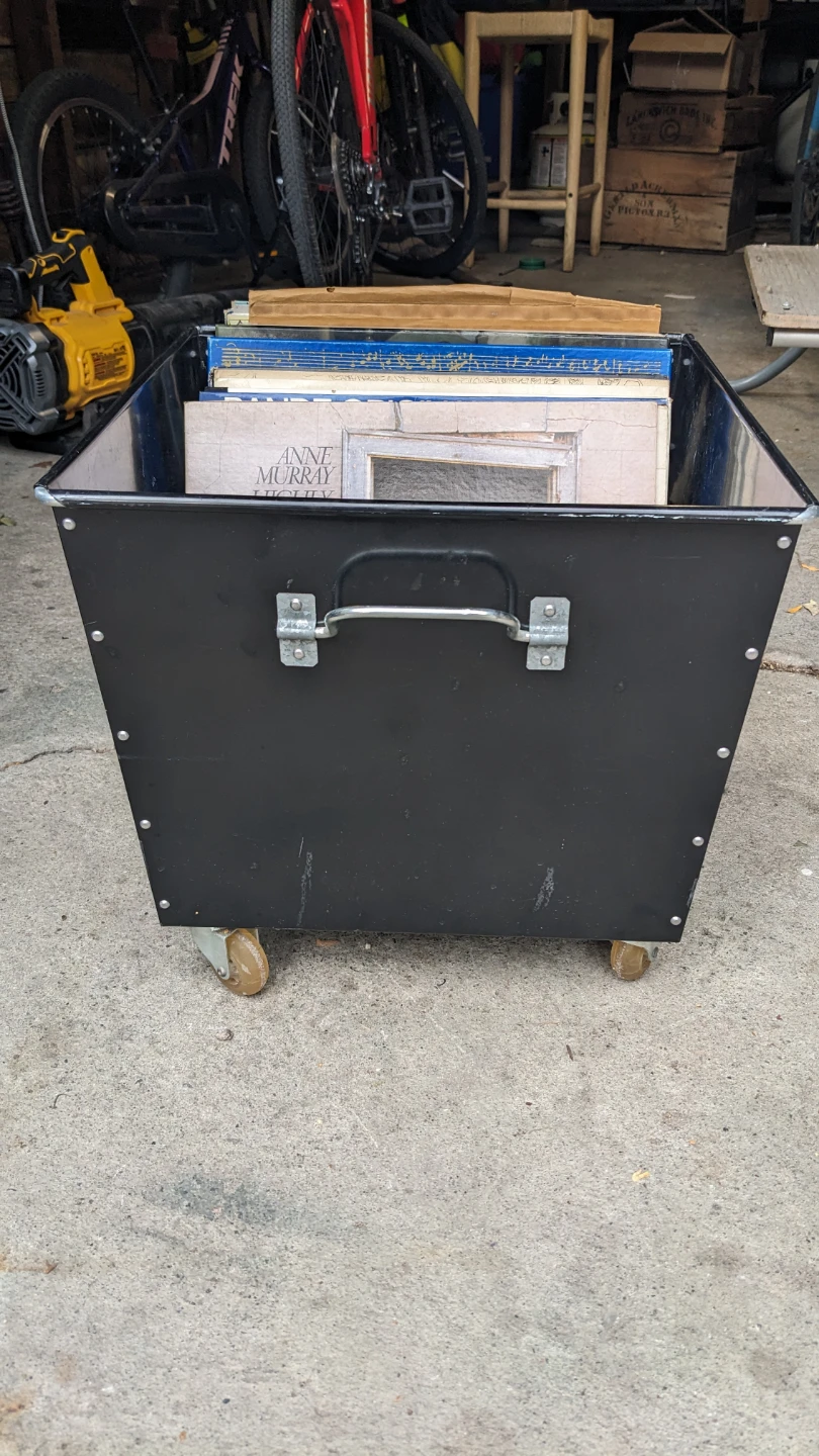 Black Rolling Vinyl Record Storage Crate