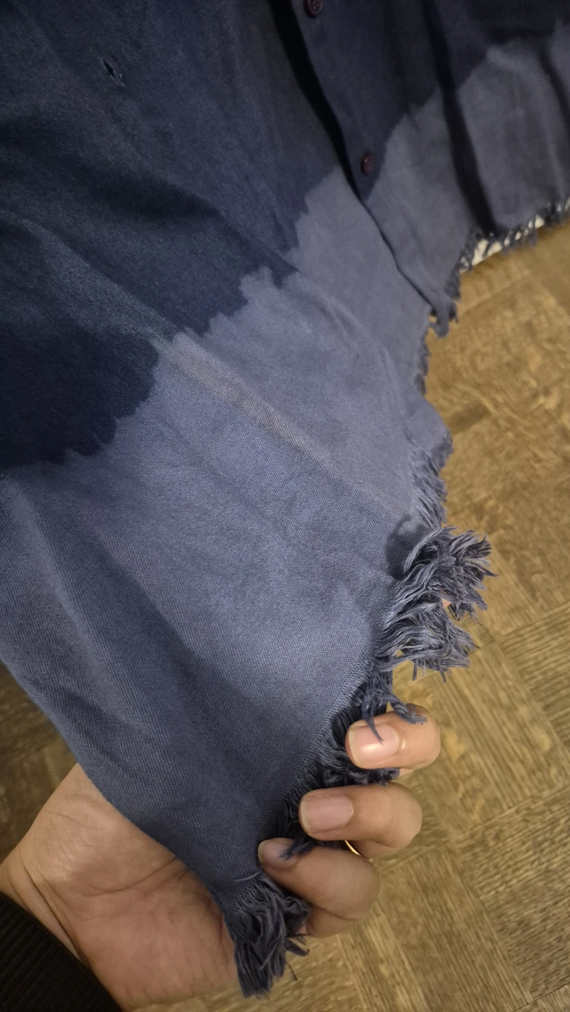 Moto Blue Frayed Hem Button-Down Shirt - photo 4