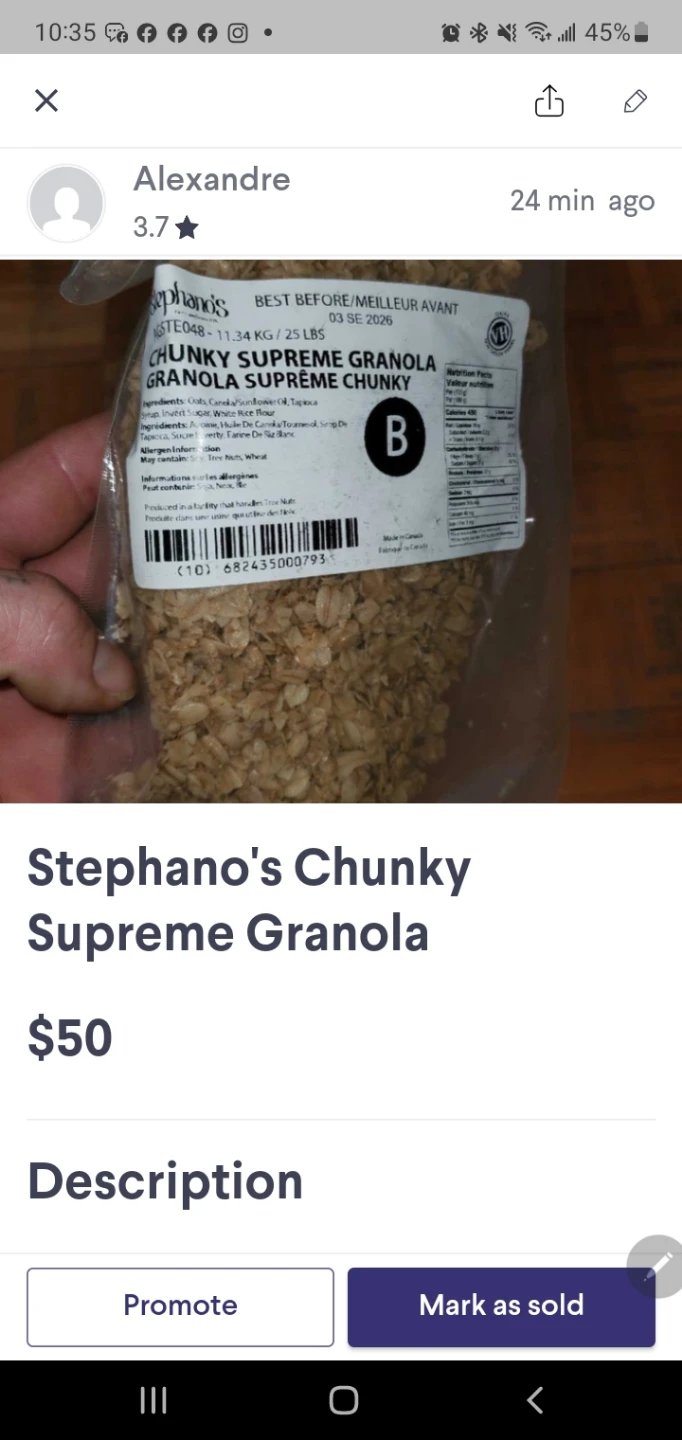 Stephano's Chunky Supreme Granola 11.34 kg