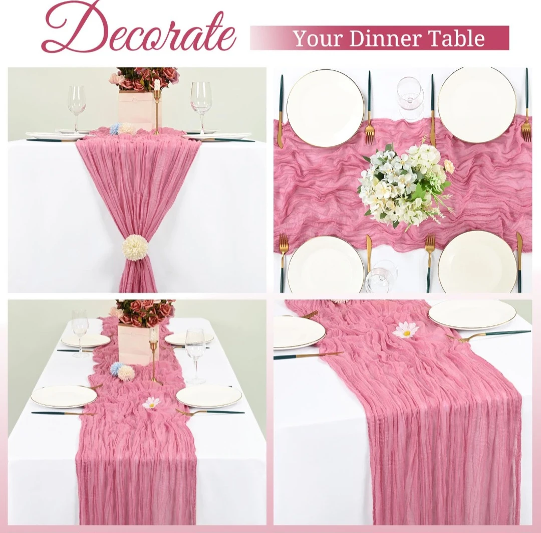 Pink Cheesecloth Table Runner- Set of 4 - photo 5