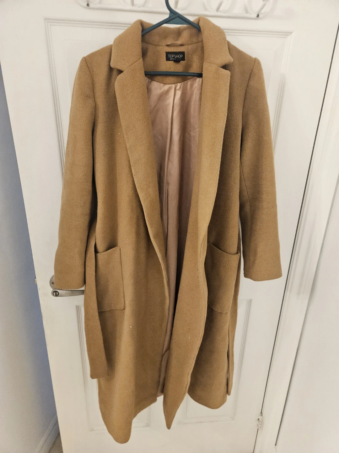 Women topshop beige long coat or jacket size small or medium