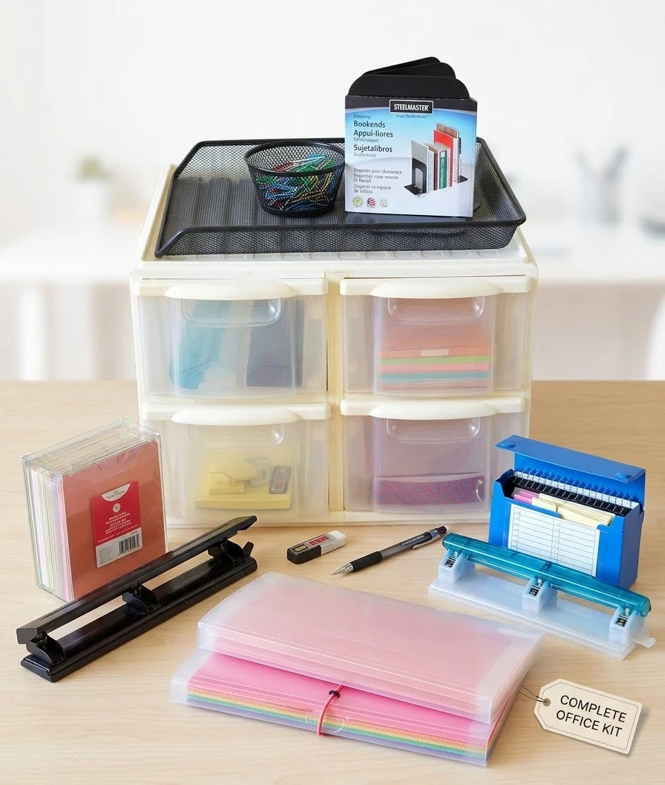 ​Office & Desk Storage Bundle - Drawers, Hole Punches & Supplies