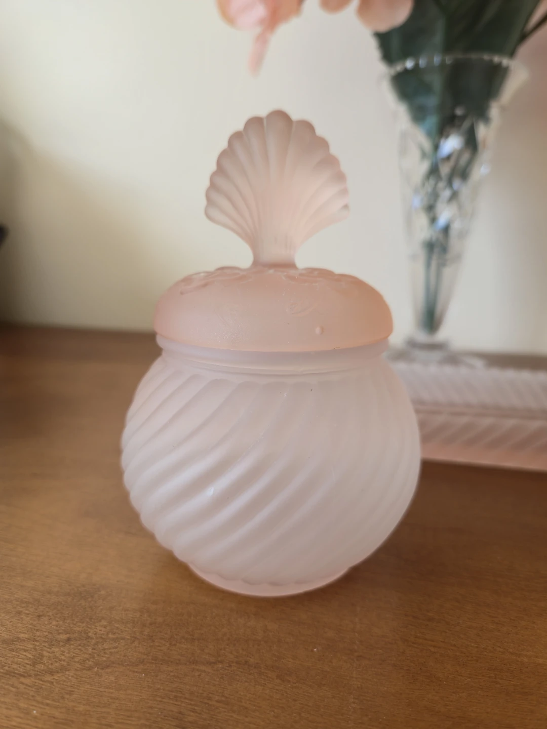 Vintage Pink Frosted Glass Vanity Set - photo 4