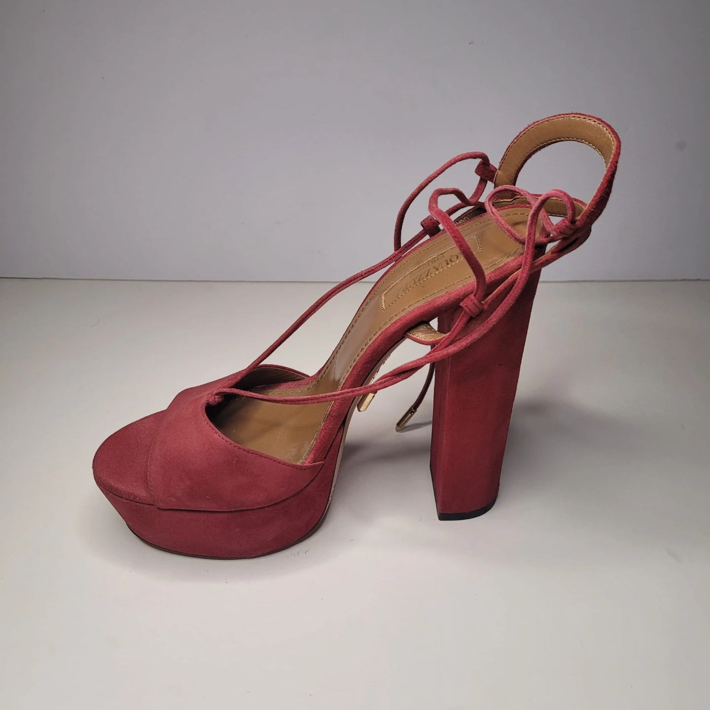 Aquazzura Suede Lace-Up Platform Heels - photo 5