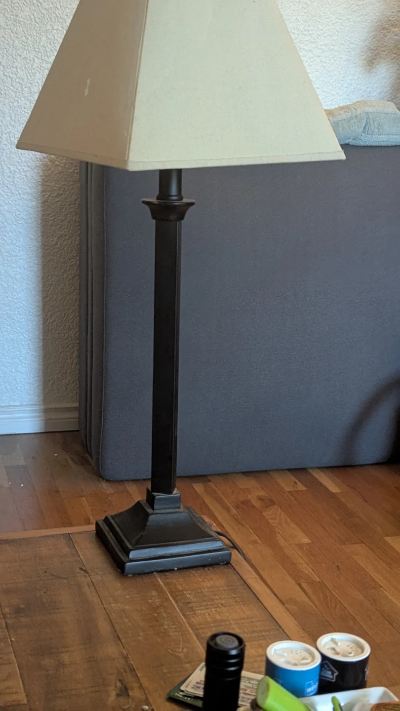 Black Table Lamp with Beige Shade