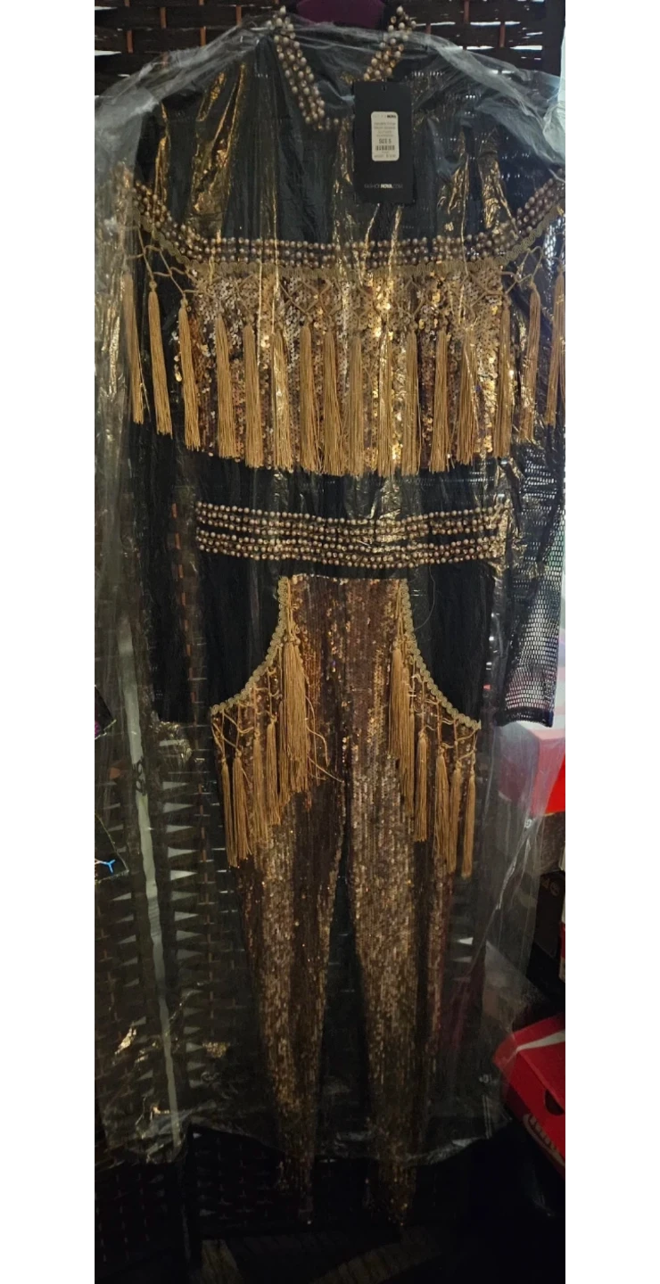 Fashion Nova Popularity Fringe Sequin Jumpsuit Black/Rose Gold - photo 2
