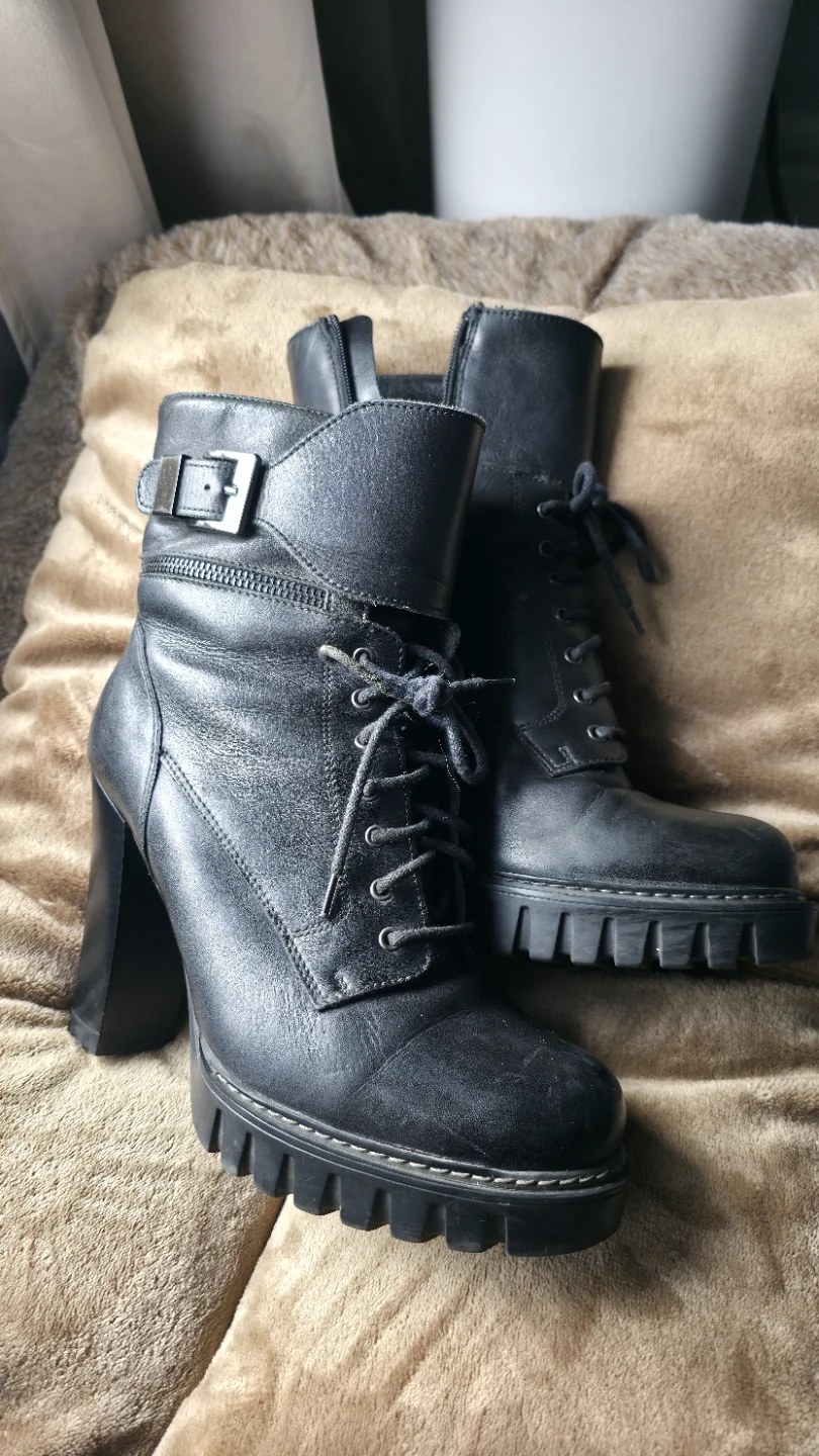 Black Heeled Combat Boots