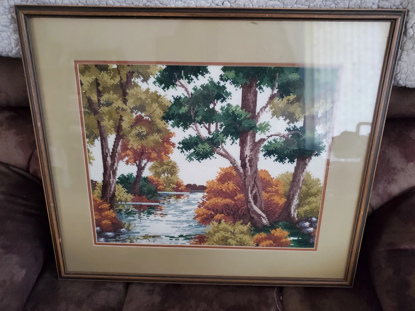 Framed Forest Landscape Cross-Stitch - photo 2