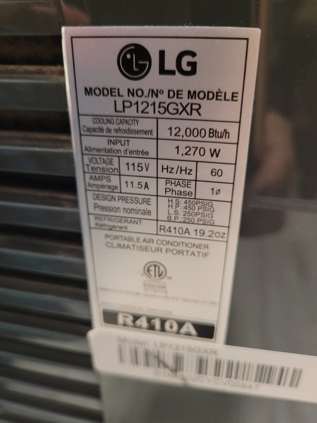LG 12,000 BTU Portable Air Conditioner - photo 2