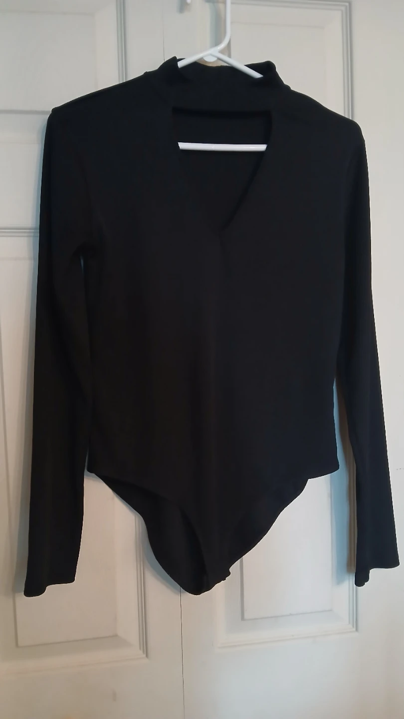 Zara v neck choker bodysuit black long sleeve size M