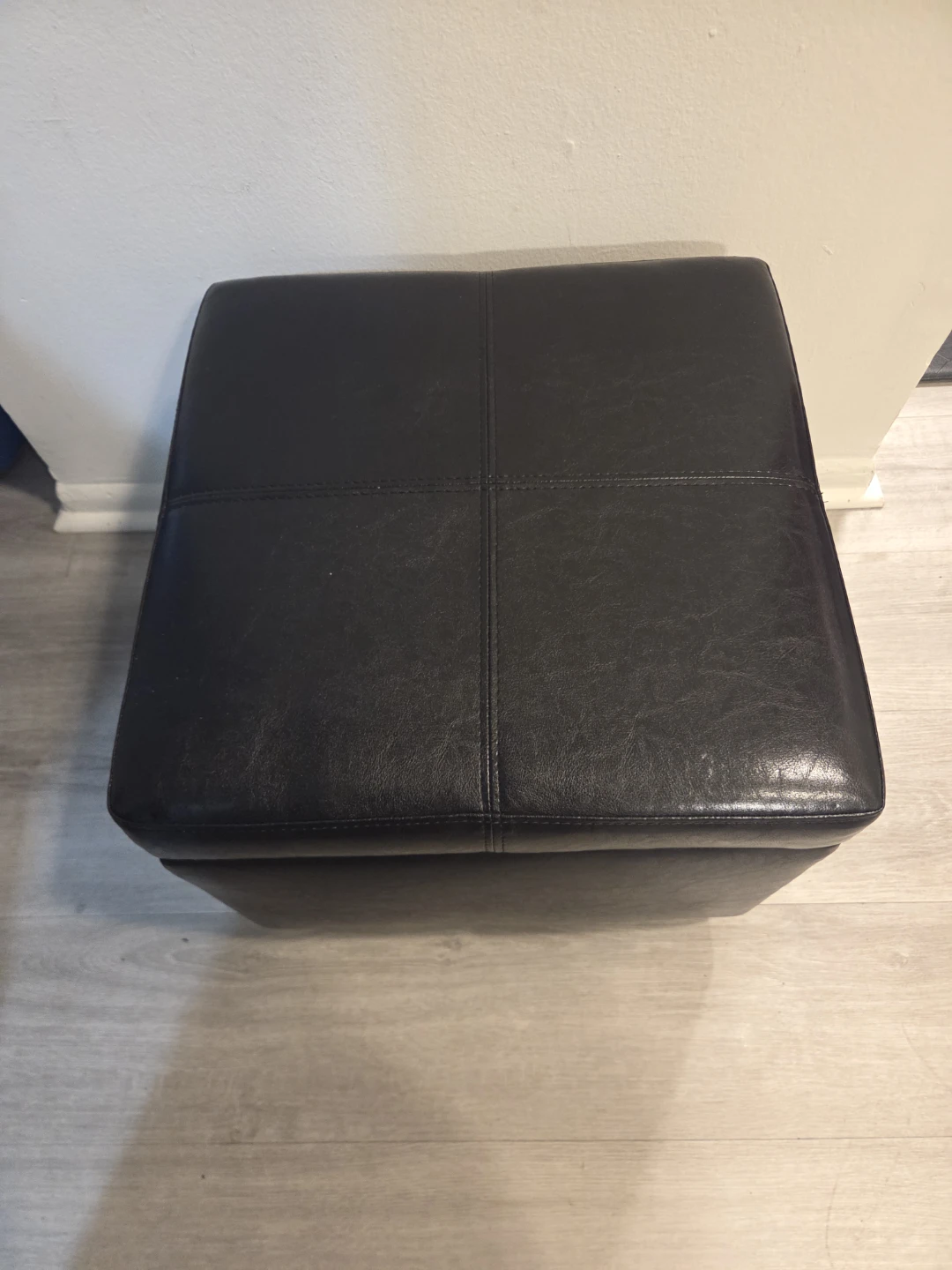 Black Leather Storage Ottoman