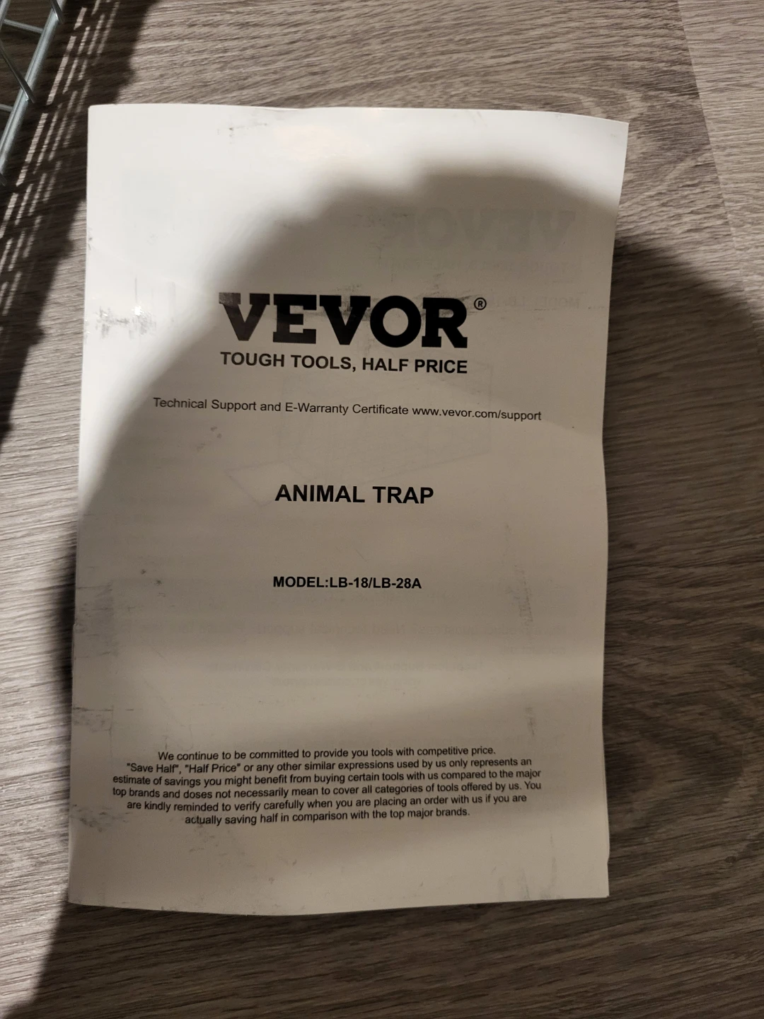 Vevor Animal Trap Model LB-18/LB-28A - photo 2