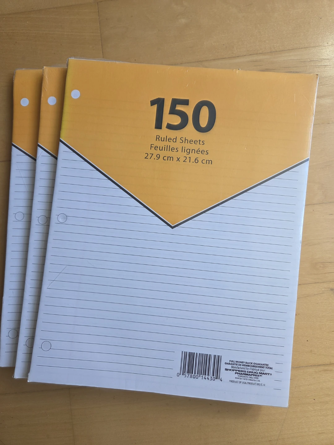 Three Packs of Shoppers Drug Mart Ruled Sheets