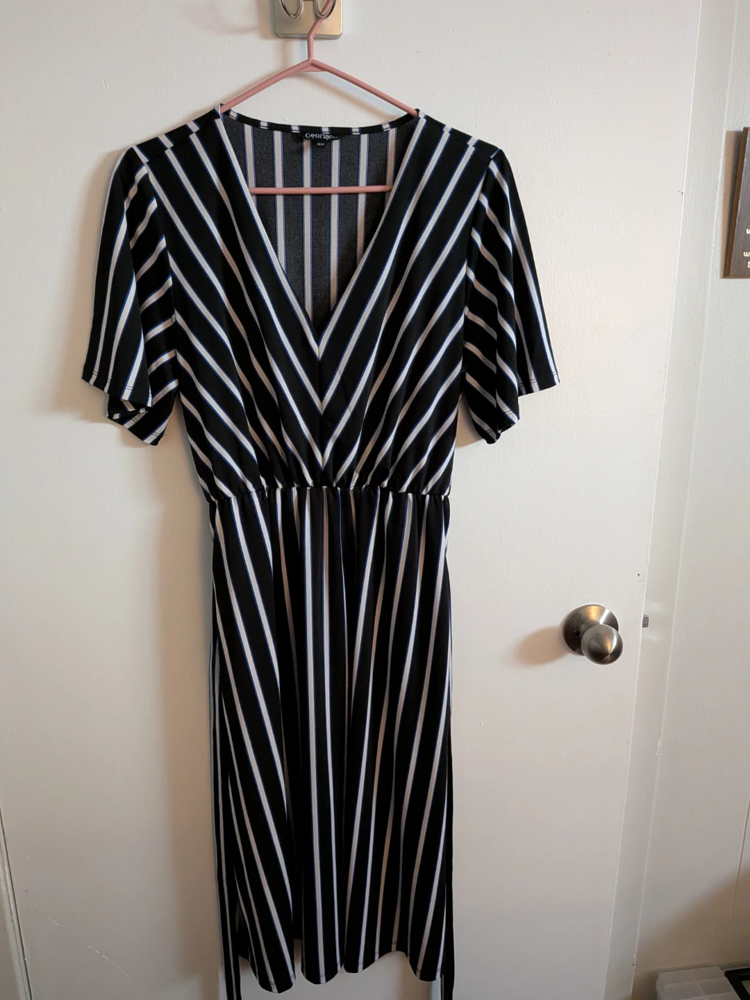 George Striped V-Neck Dress