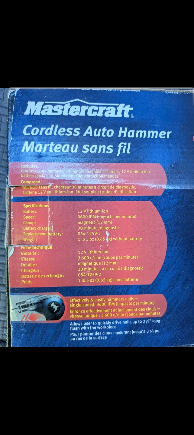 Mastercraft 12V Cordless Auto Hammer New - photo 5