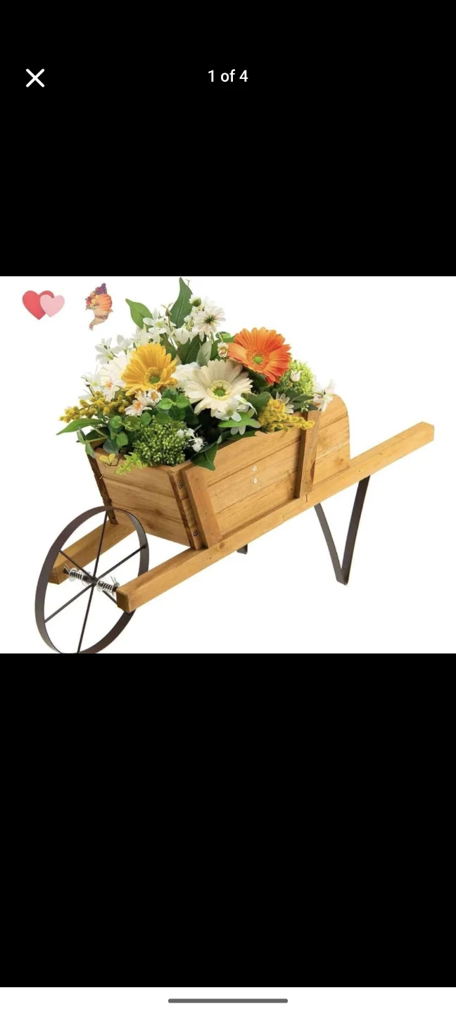 Brand New never used Wooden Wheelbarrow Planter
