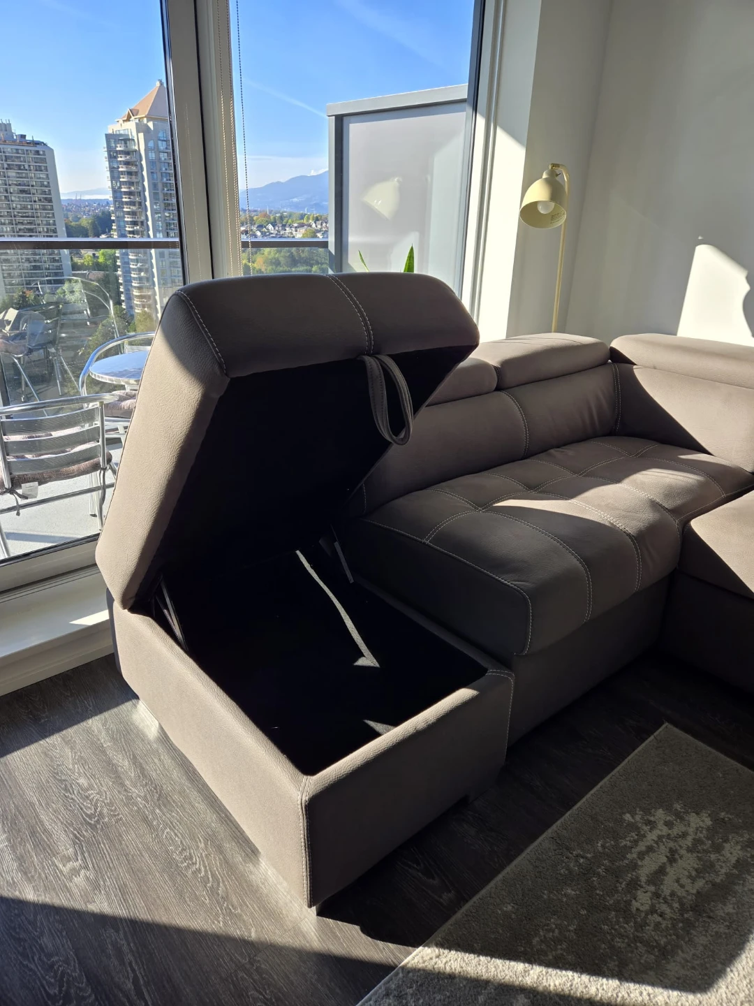 Grey L-Shaped Sectional Sofa Bed with Storage - photo 3