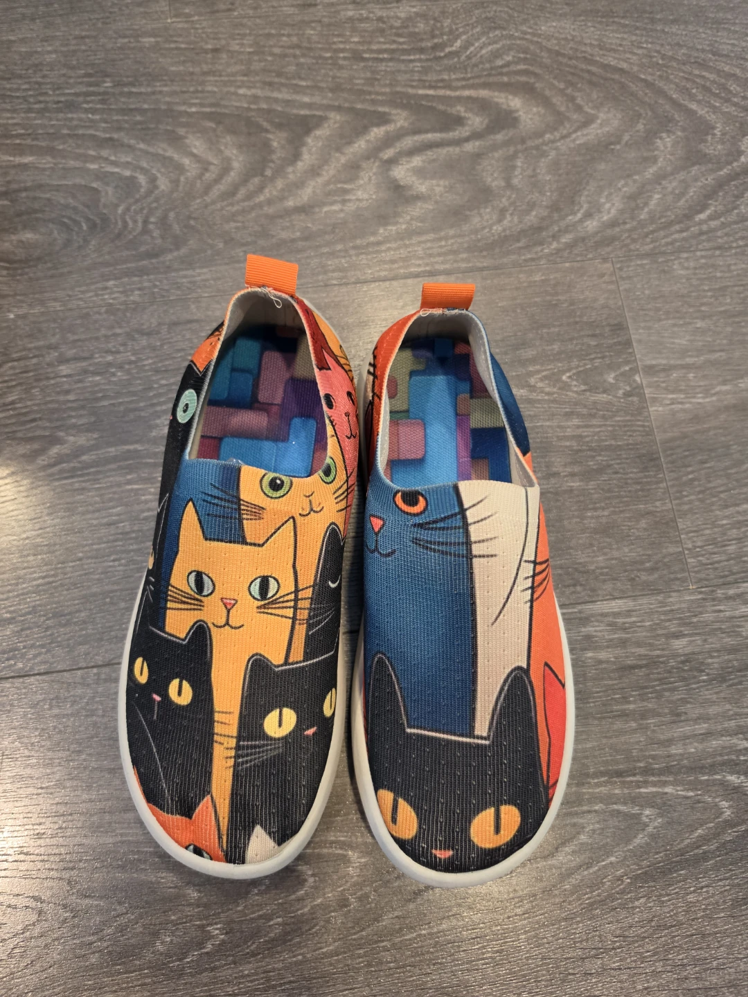 Cat Print Slip-On Shoes - Size 40