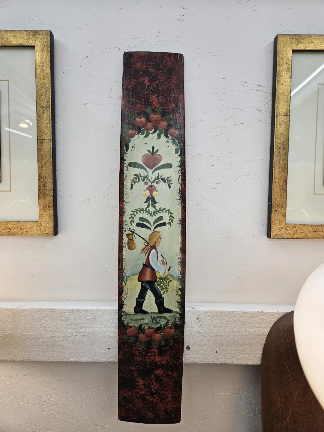 Hand-painted folk art wooden wall plaque - photo 2